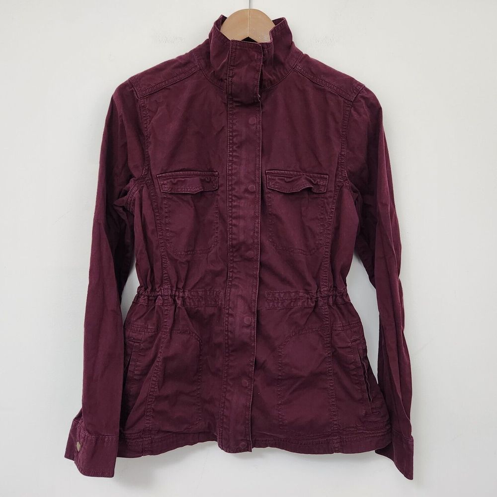 SONOMA Women's Mulberry Zip & Snap Long Lightweight Elastic Waist Jacket Size M